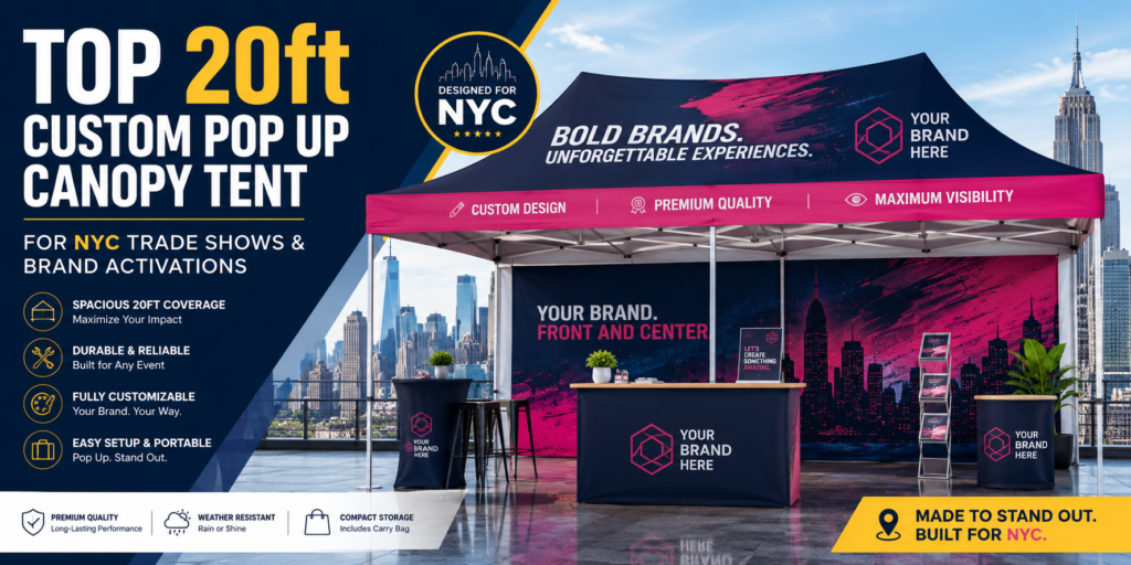 Top 20ft Custom Pop Up Canopy Tent for NYC Trade Shows & Brand Activations