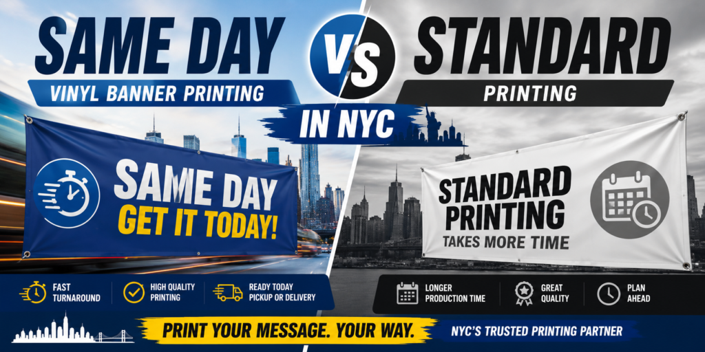 Same Day Vinyl Banner Printing vs Standard Printing in NYC 